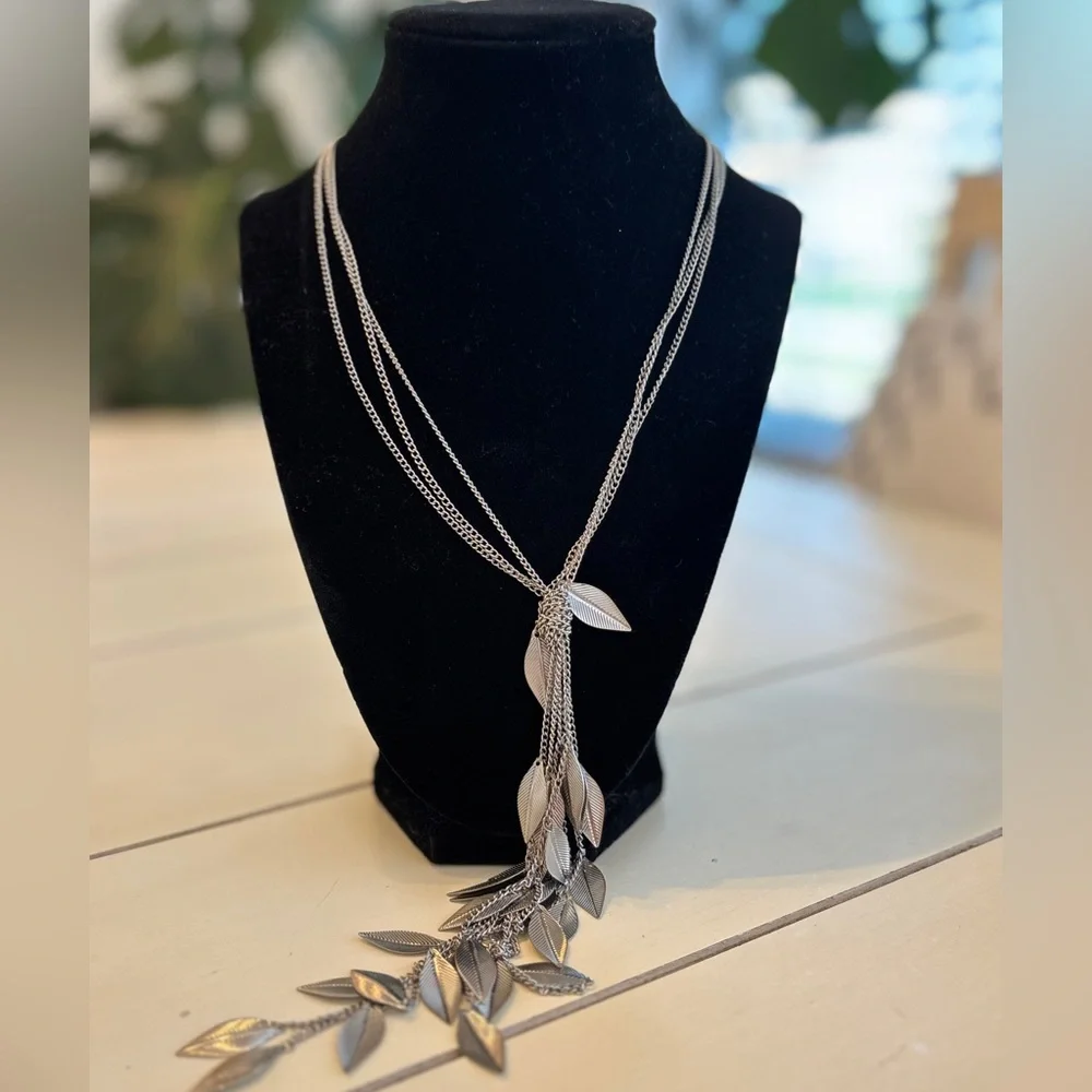 Layered Leaf Necklace Long Costume Jewelry